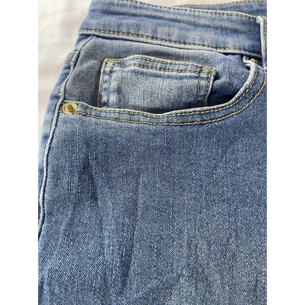 Michael Kors Gold-Embossed Slim Leg Blue Jeans - Size 12